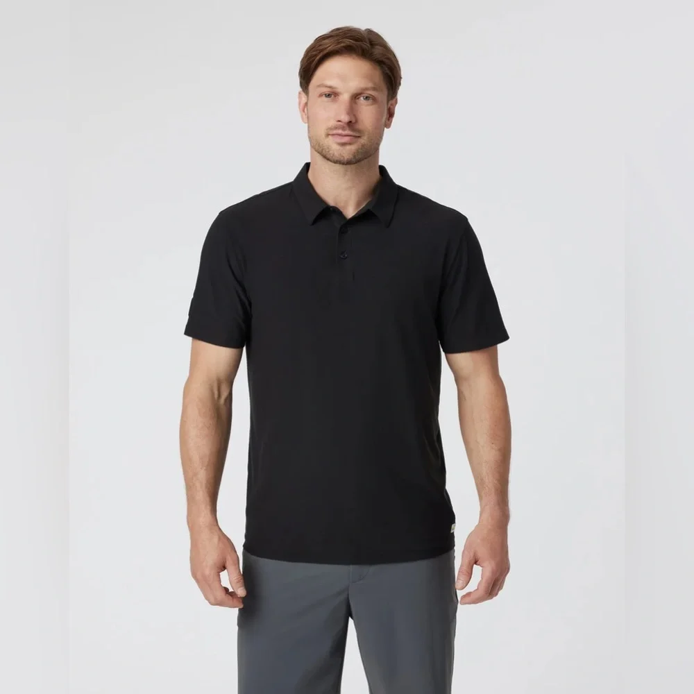 Vuori Strato Tech‎ Performance Knit Polo Black Medium Golf Athleisure Casual - Picture 9 of 9